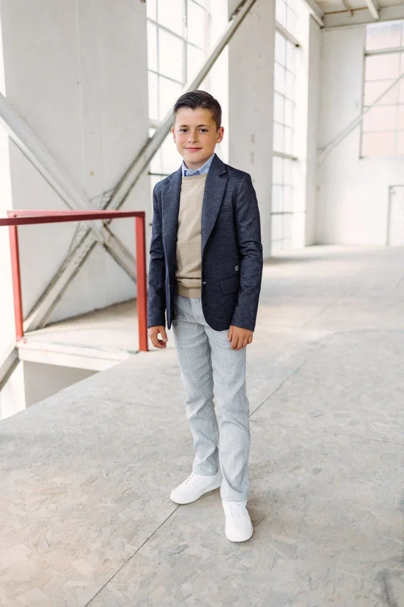 Pepijn pantalon gemeleerd blauw -Broeken - Red+Blu