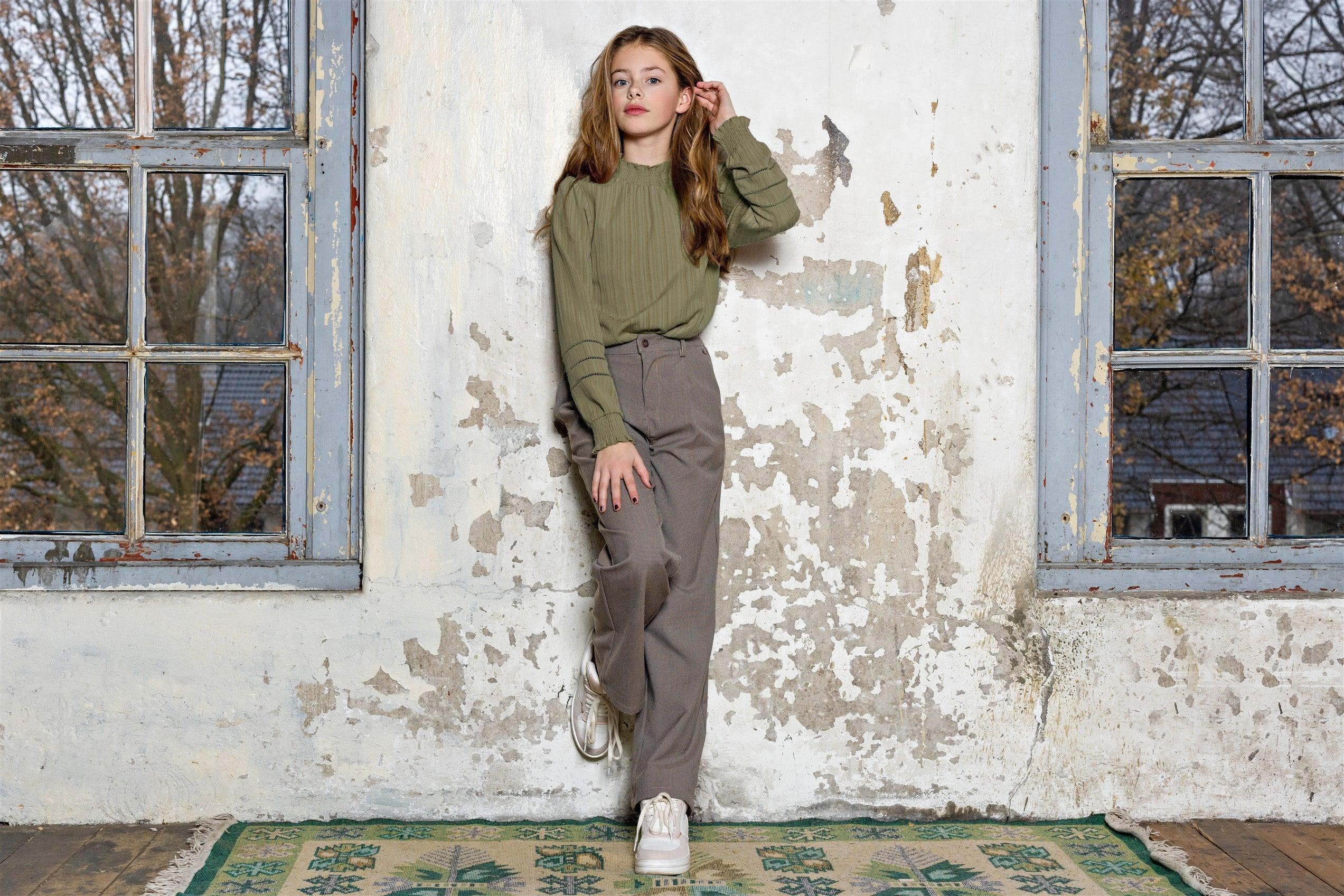 Sali Pied de Poule Wijde Pijp Broek - NoNo Kidswear