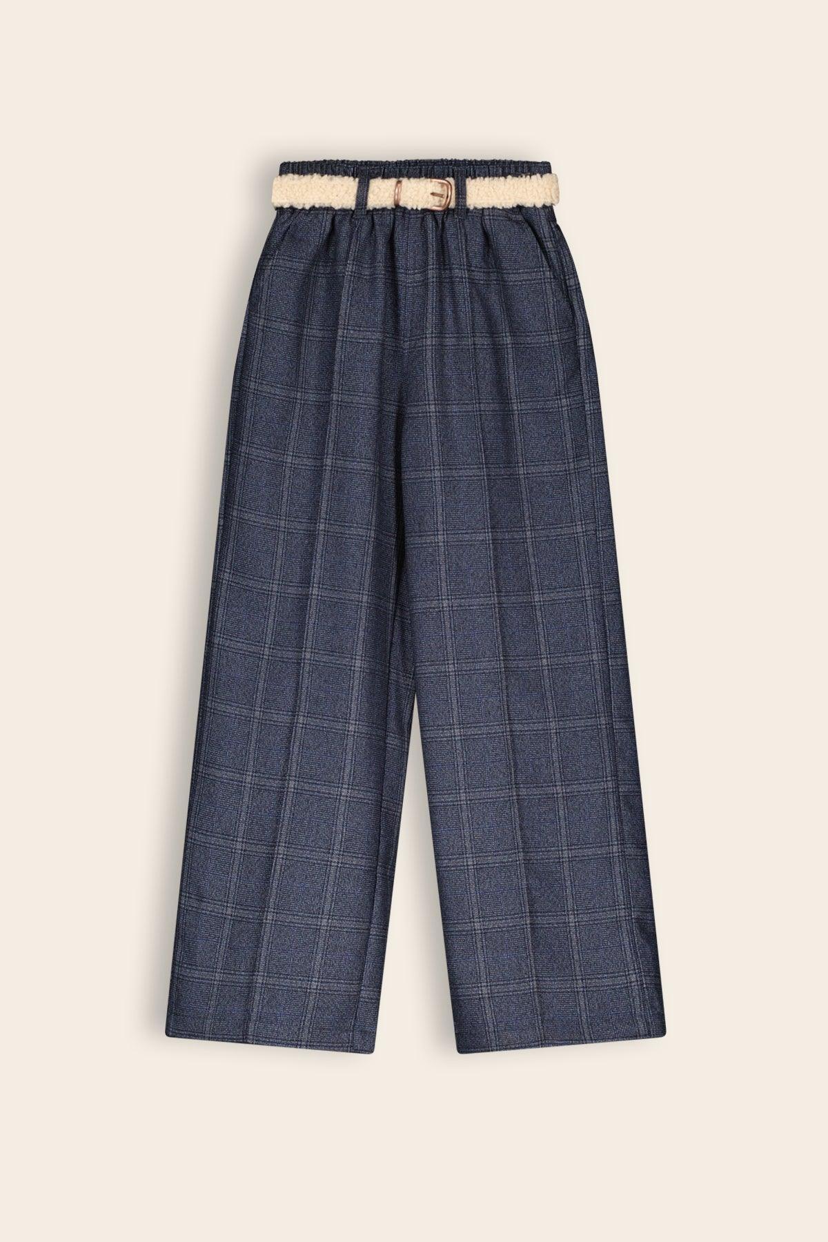 Sayla Geruiten Wijde Broek met Riem - NoNo Kidswear