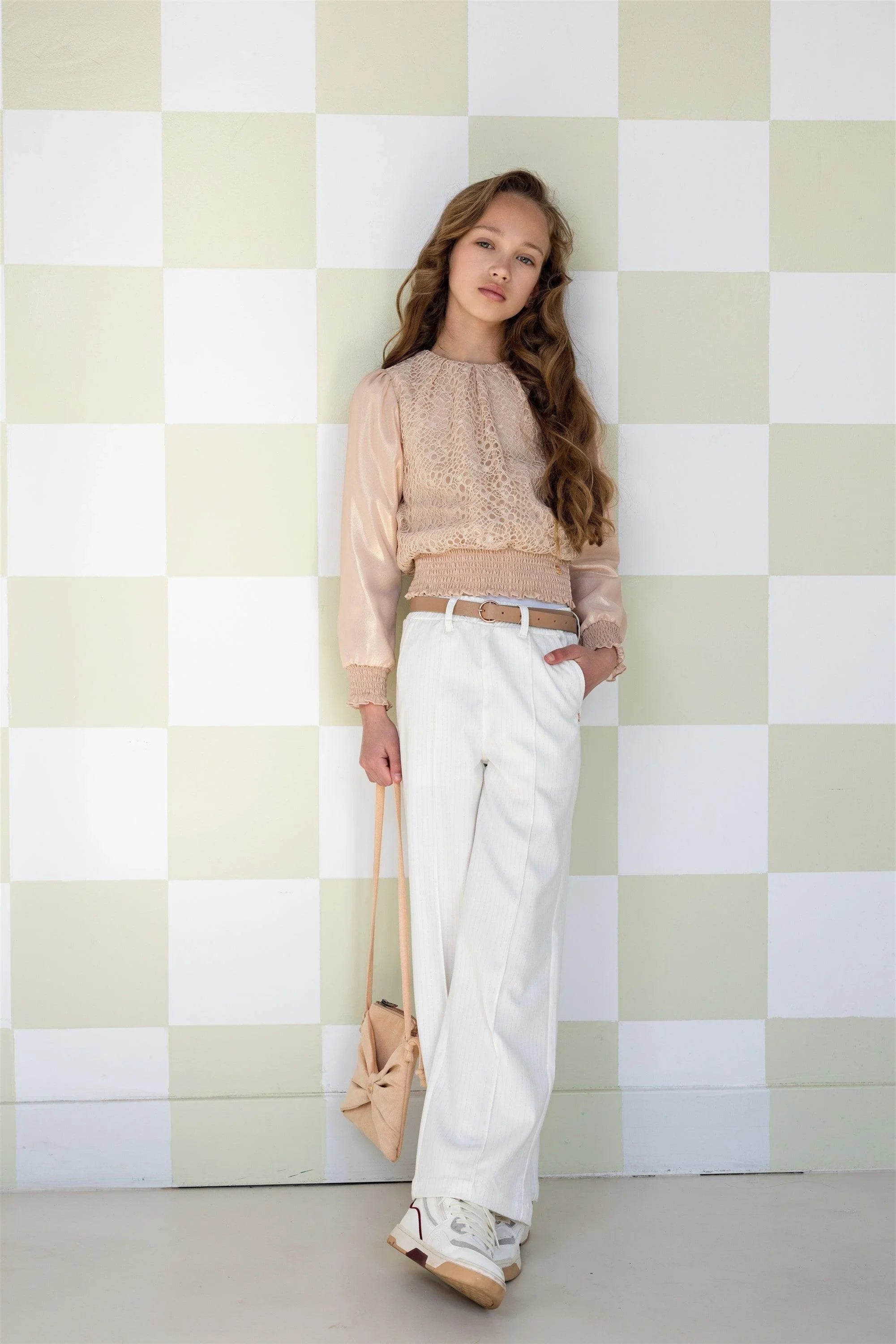 Sayla Lurex Krijtstreep Wijde Broek - NoNo Kidswear