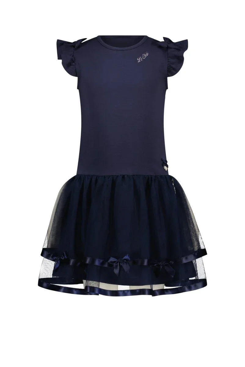 SHELLA shoulderbow & net dress - Le Chic Fashion