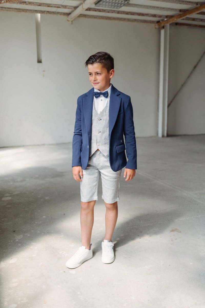 Simon bermuda gemeleerd blauw -Broeken - Red+Blu