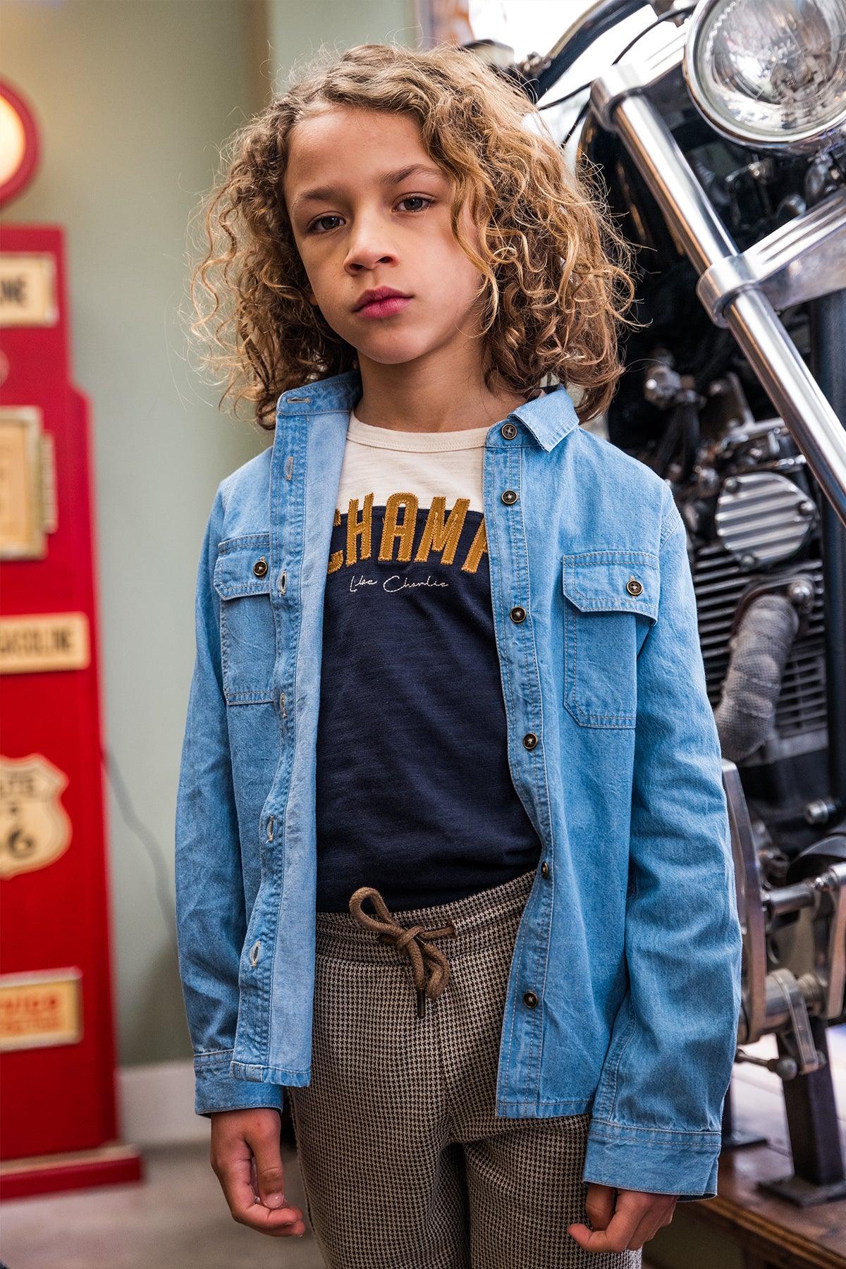 Charlie Ray Tee Sir Charlie Blue Denim - LikeFlo