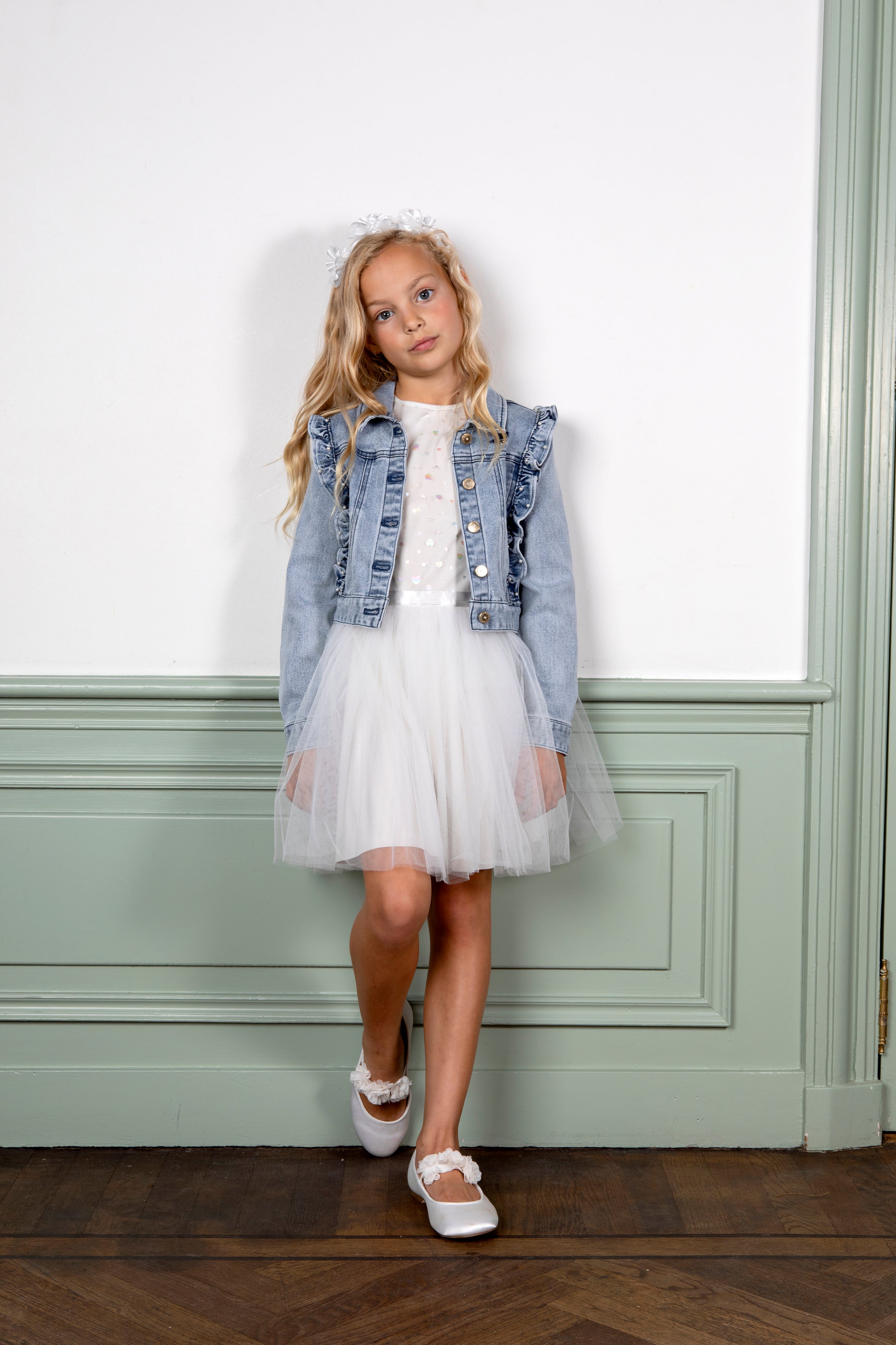 ALLY ruffle jacket Denim - mooiemerken.nl