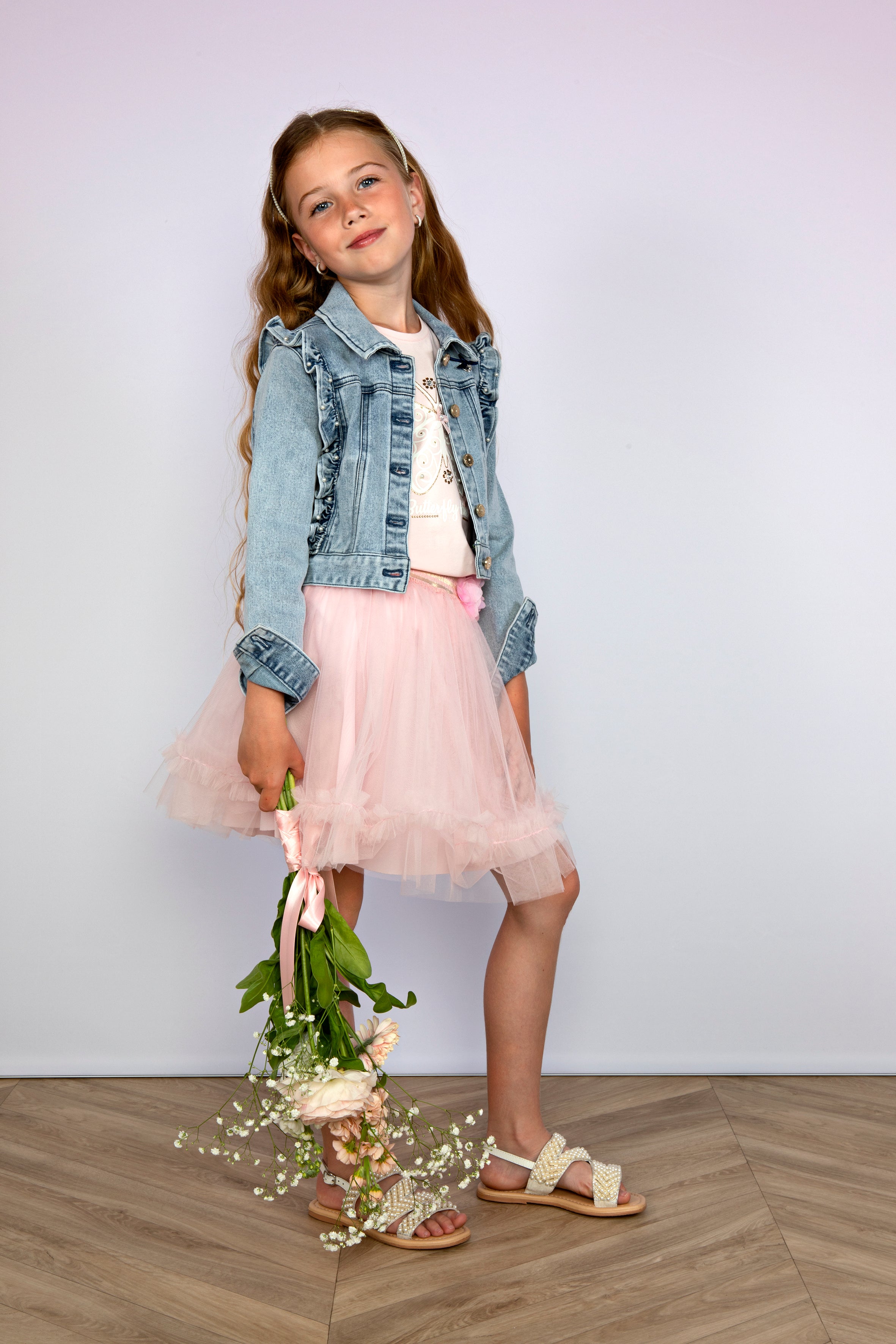 ALLY ruffle jacket Denim - mooiemerken.nl