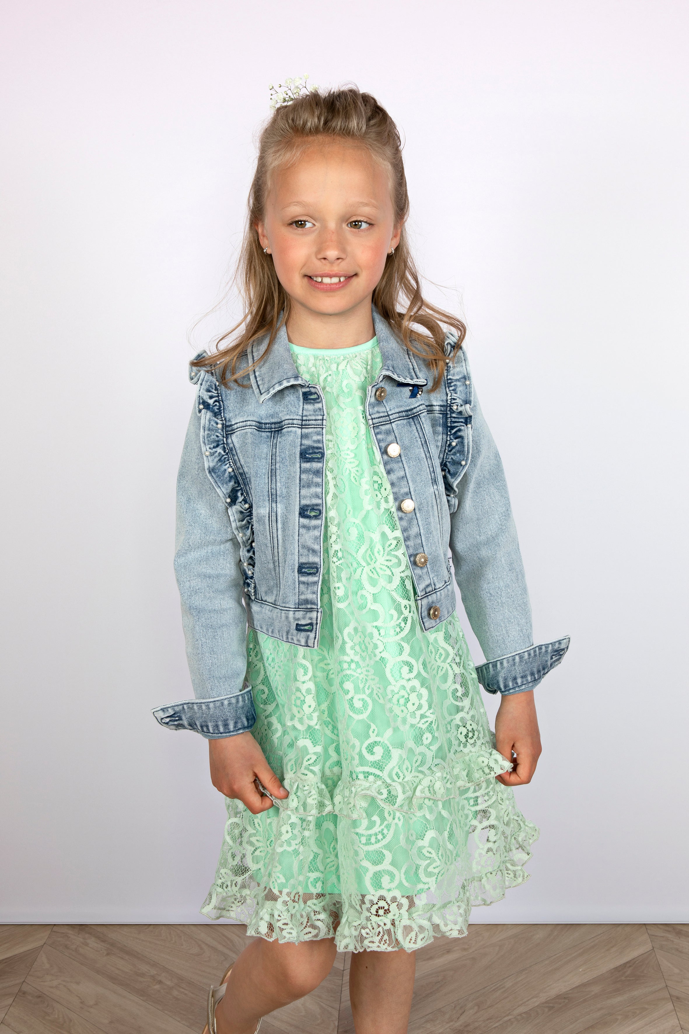 ALLY ruffle jacket Denim - mooiemerken.nl