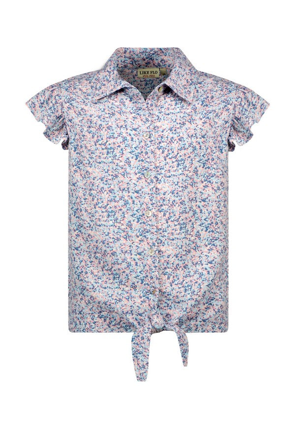 Like Flo girls AOP small flower knotted blouse