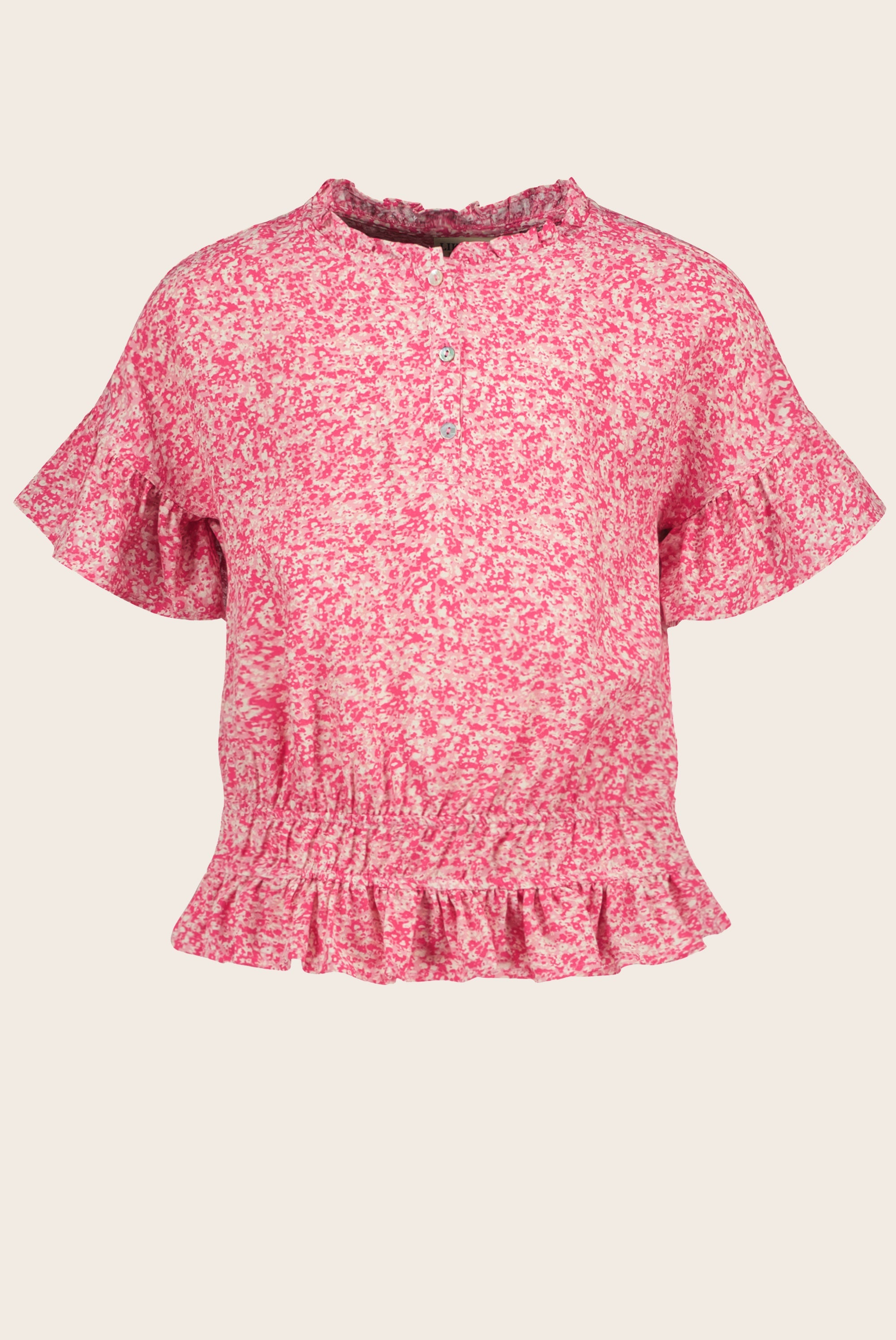 LikeFLO Flo Girls Aop Small Flower Ruffle Blouse - LikeFlo