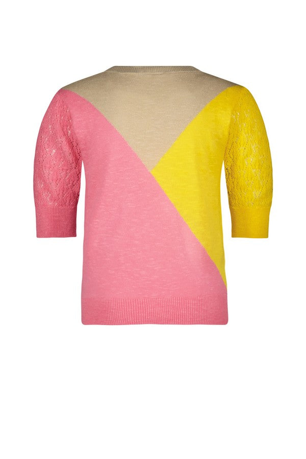 Like Flo girls knitted slub colourblock sweater - mooiemerken.nl