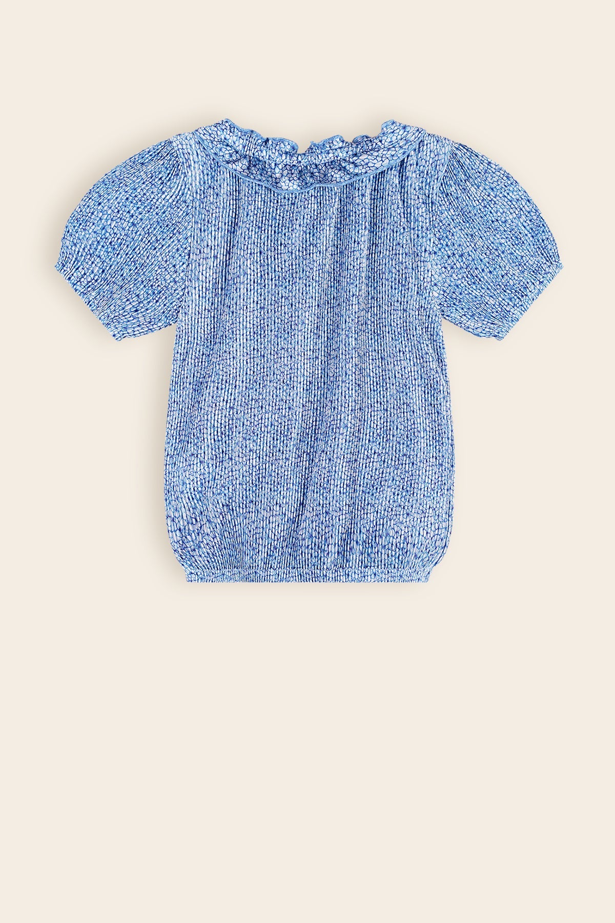 Kessa Plissee Gebloemde Top Blauw