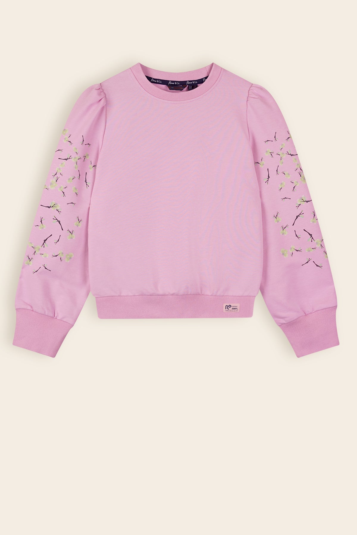 Kulet Sweater Print op Mouw Roze