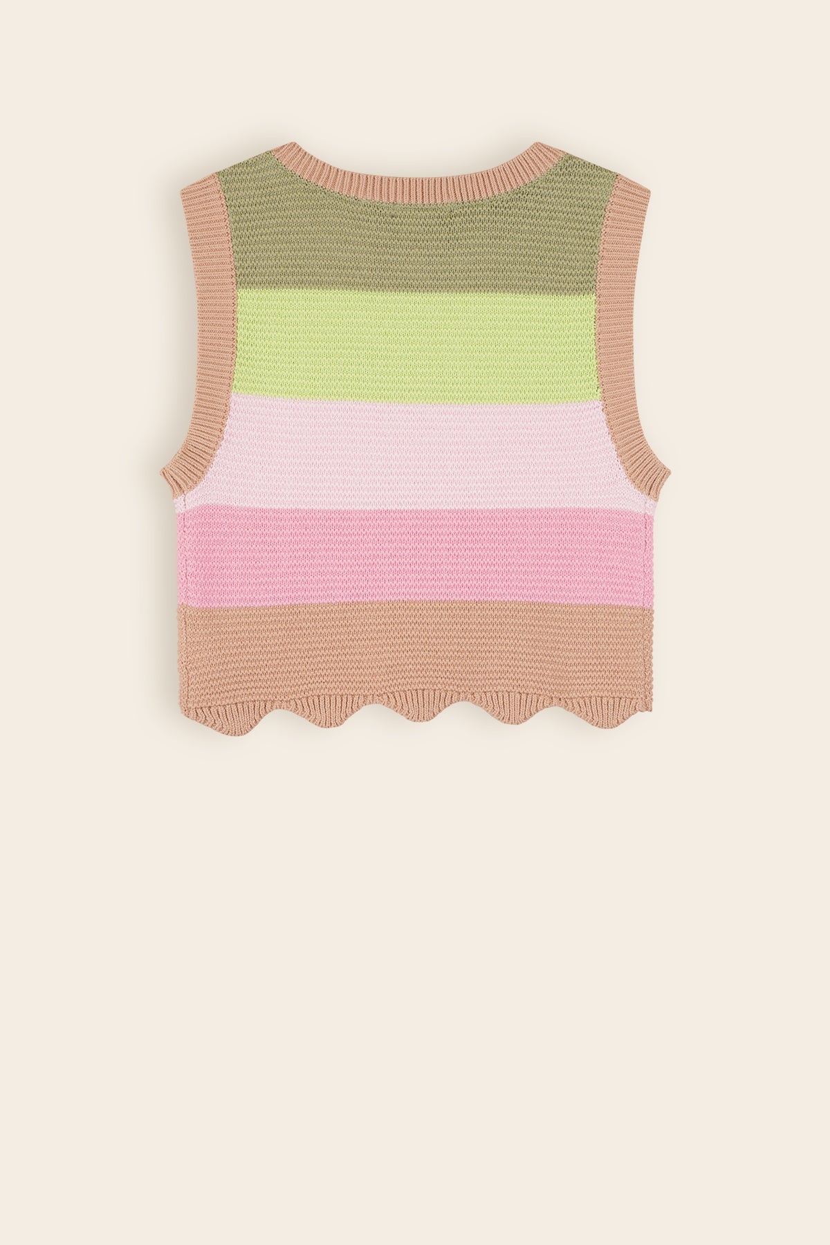 Kosmic Ajour Gebreide Crop Top Multikleuren Sand Blush