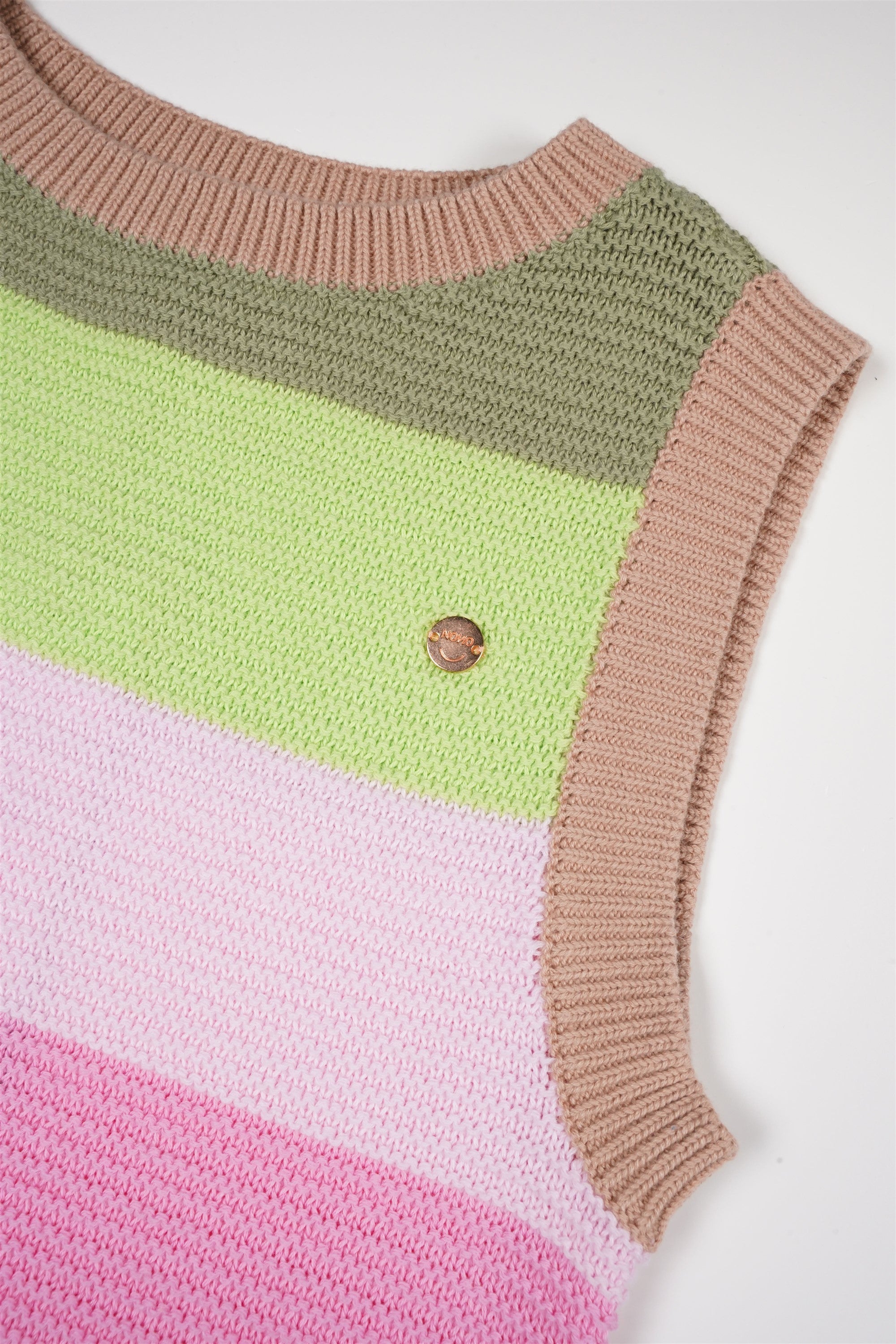 Kosmic Ajour Gebreide Crop Top Multikleuren Sand Blush