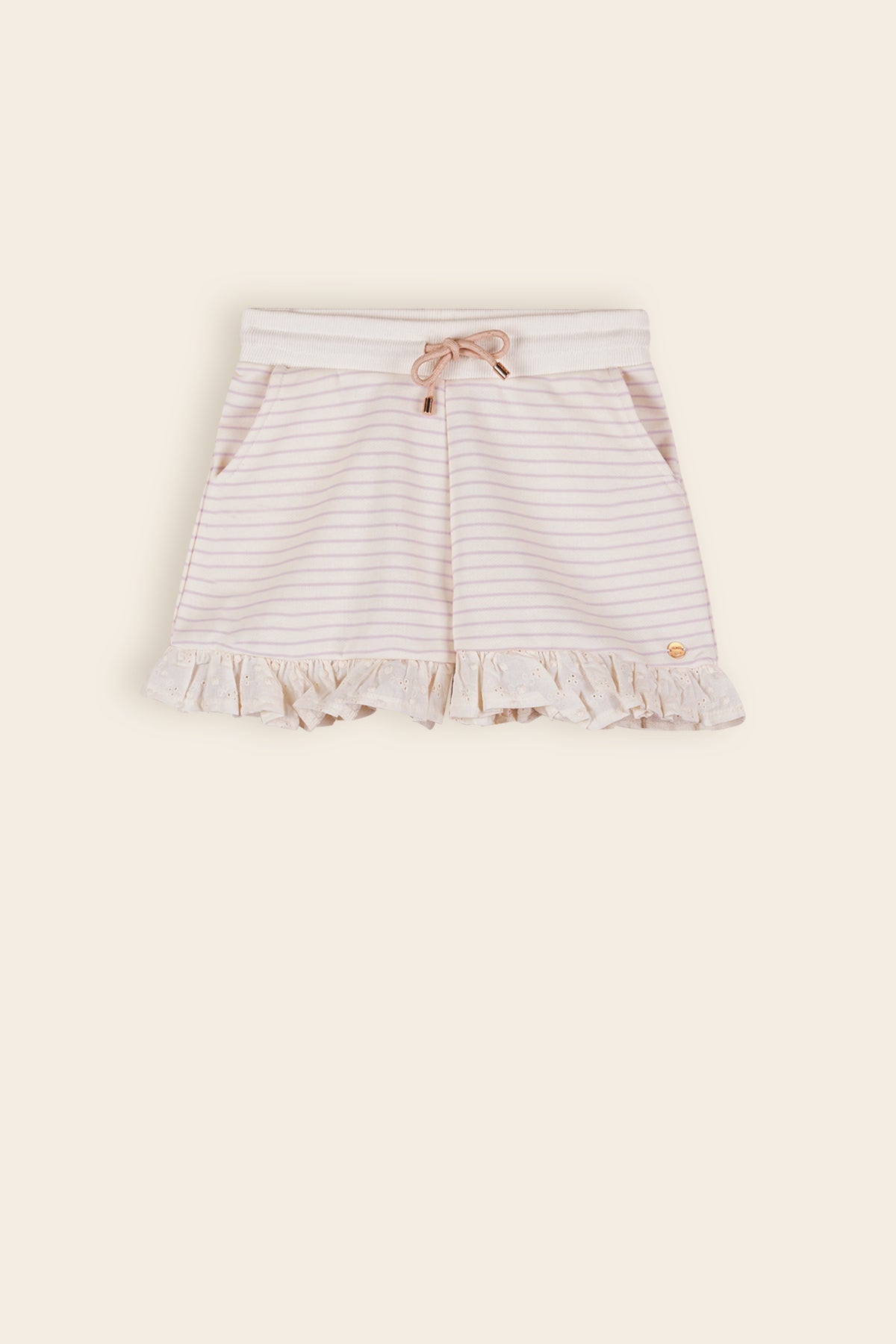 Sandra Sweat Gestreepte Short Ivoor