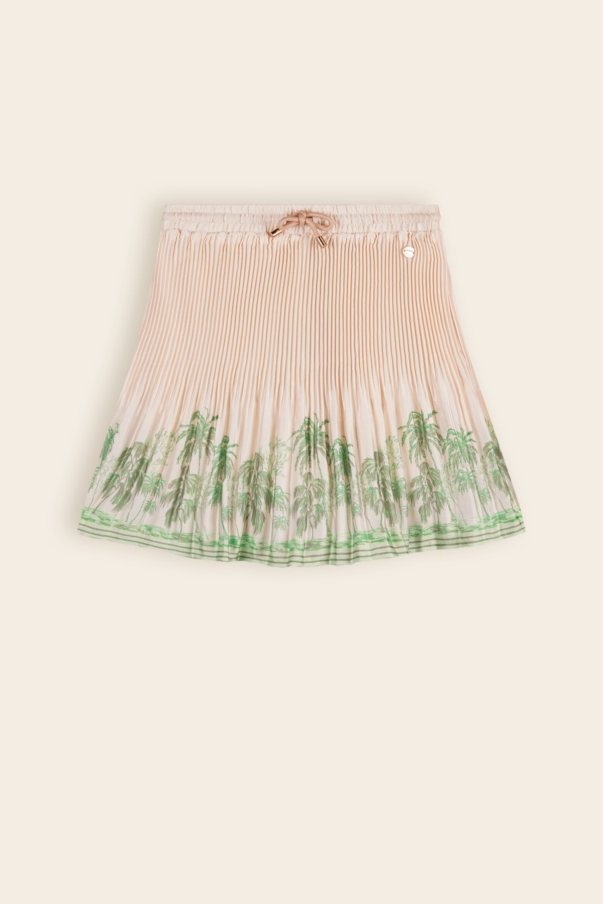 Nulan Plissee Rok met borderprint Ivoor