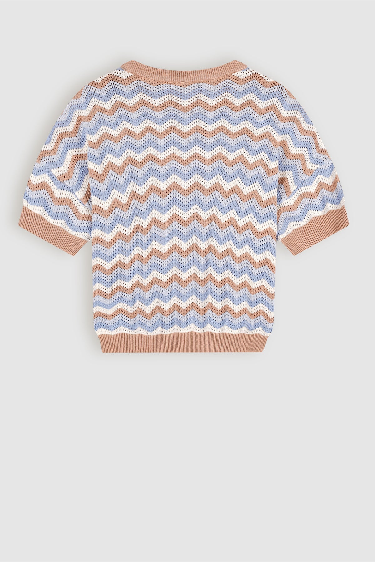 Alic Zigzag Gebreide Crop Trui Multikleuren Pearled Ivory