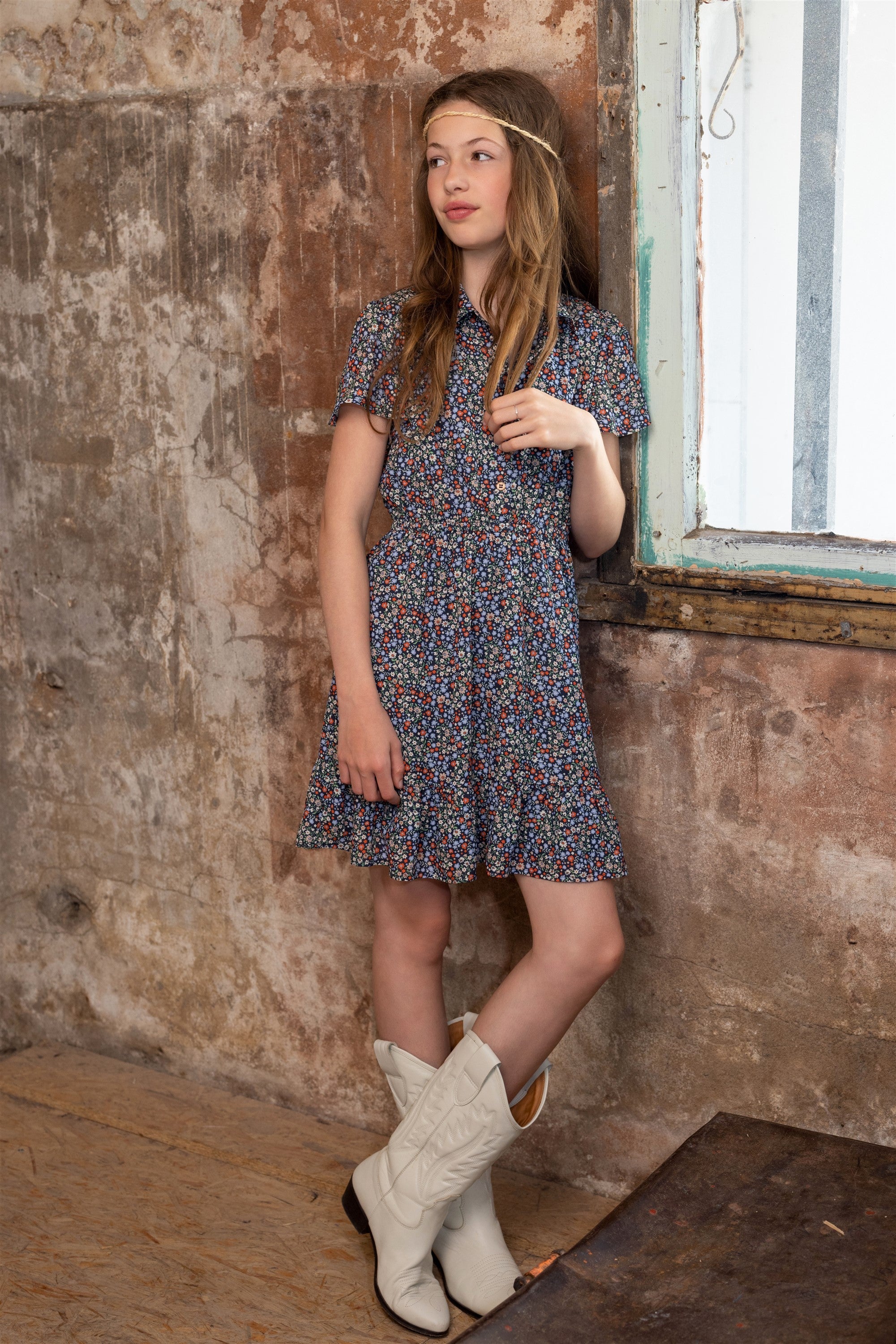 Masa Gebloemde Jurk Navy