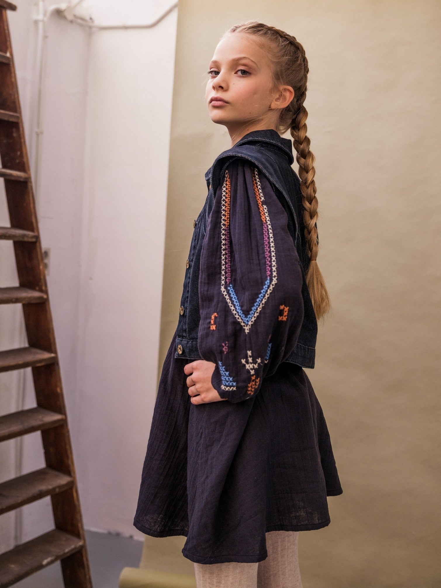 Luna Double Face Embr Dress Sedona