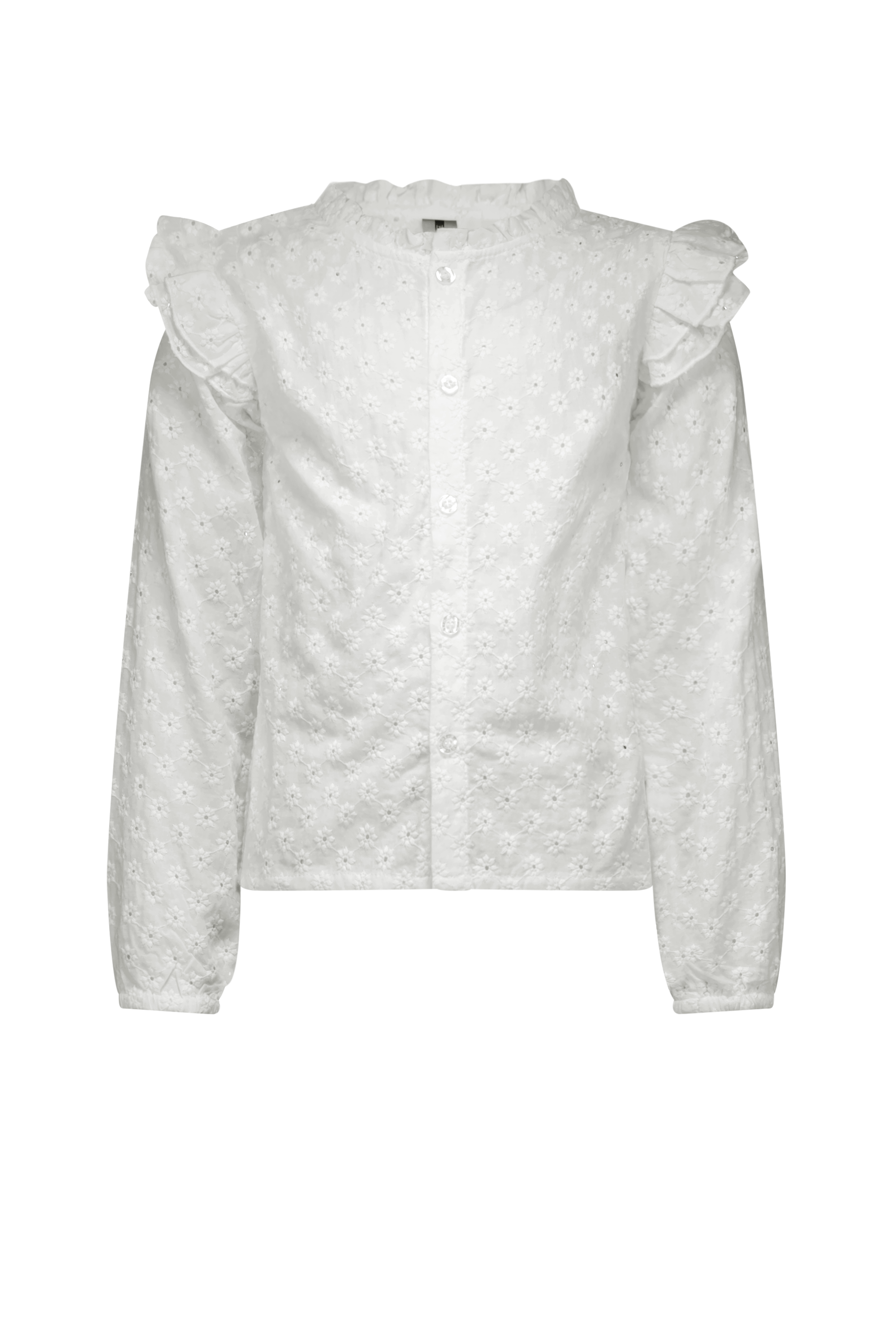 B.Nosy Girls Flower Embroidered Blouse With Ruffles Around Armhole