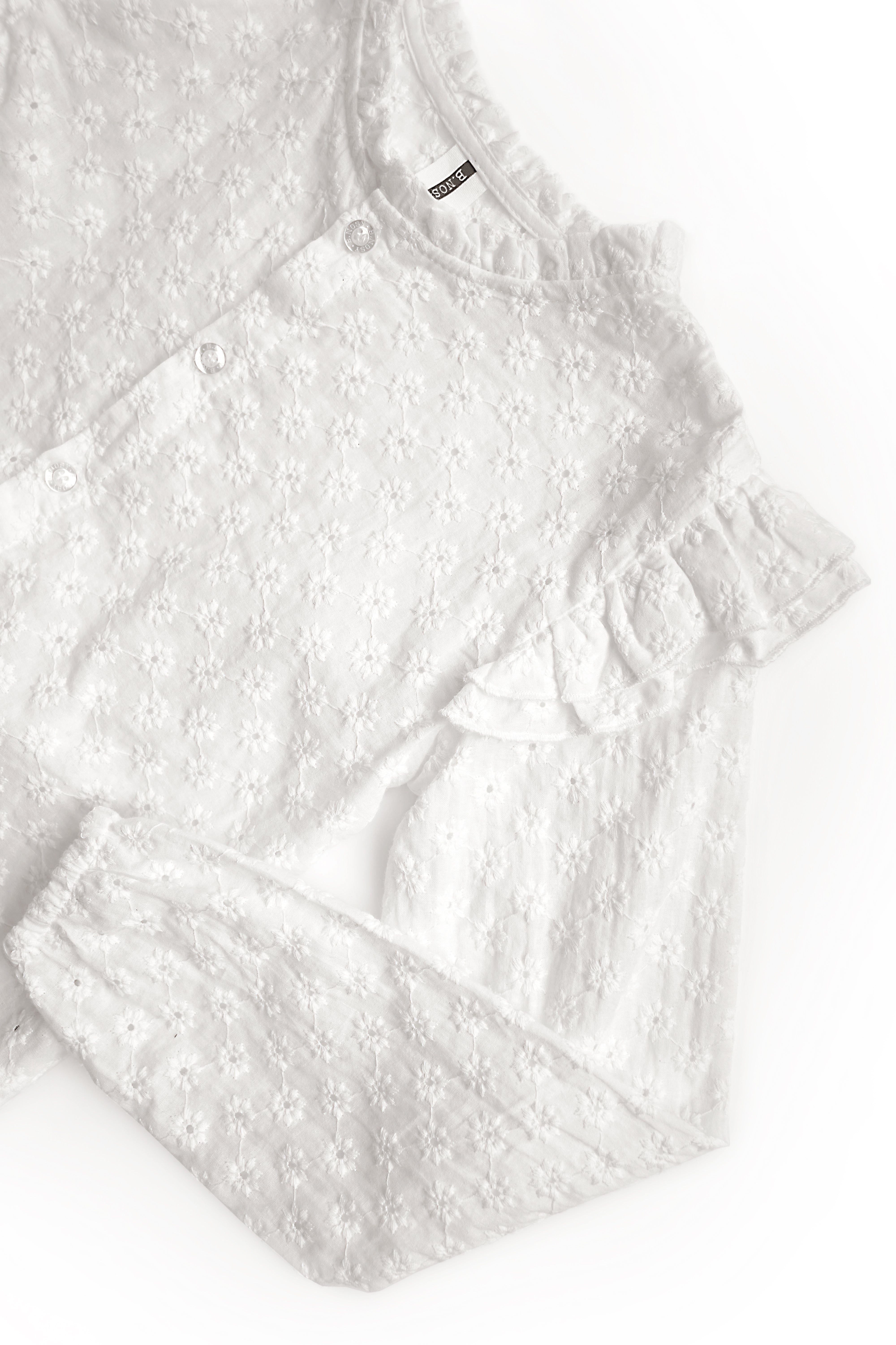 B.Nosy Girls Flower Embroidered Blouse With Ruffles Around Armhole