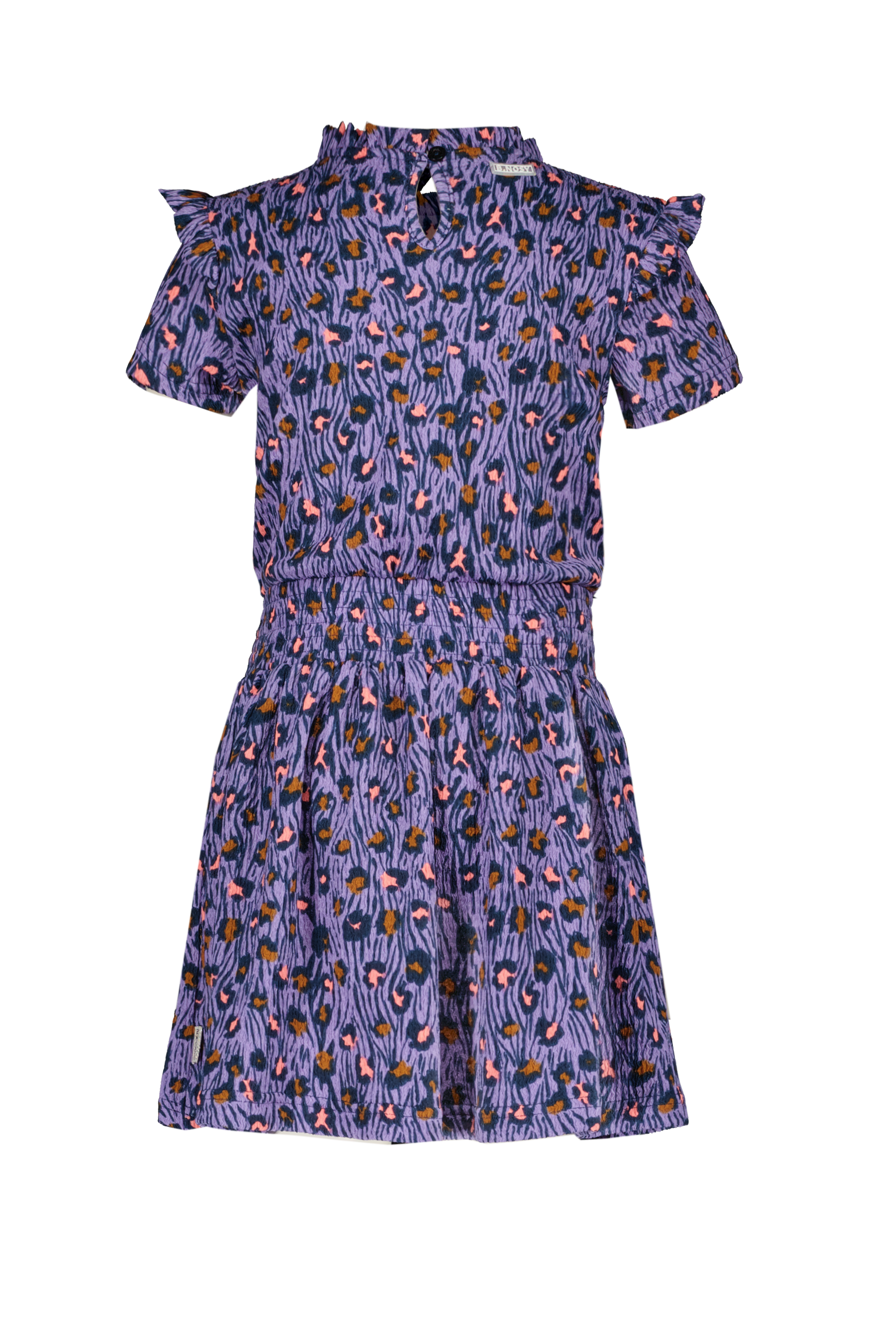 B.Nosy Girls Dress In Leo Aop Smock Wb And Ruffles At Shoulder