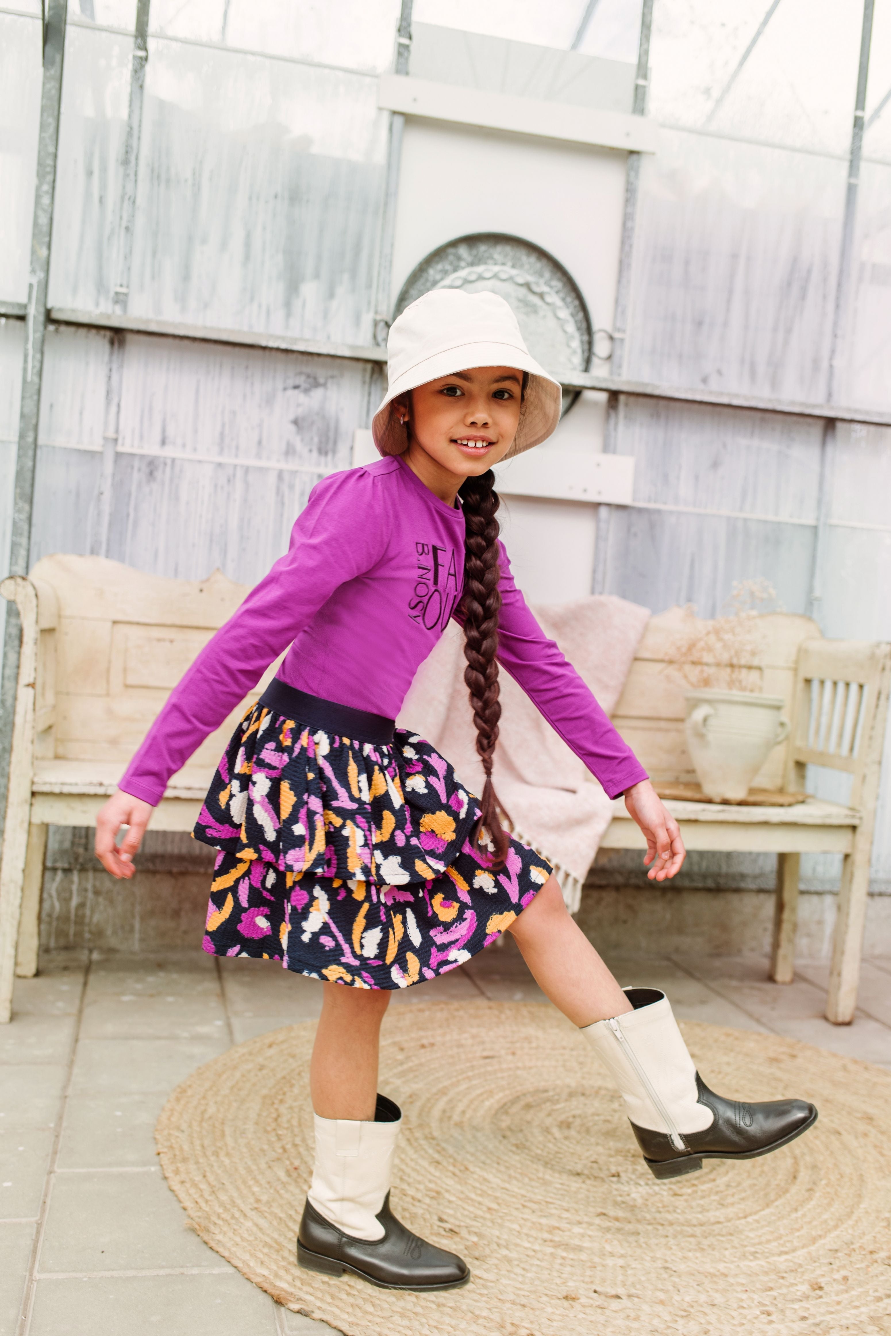 B.Nosy Fyke Jurk Paars-Multi