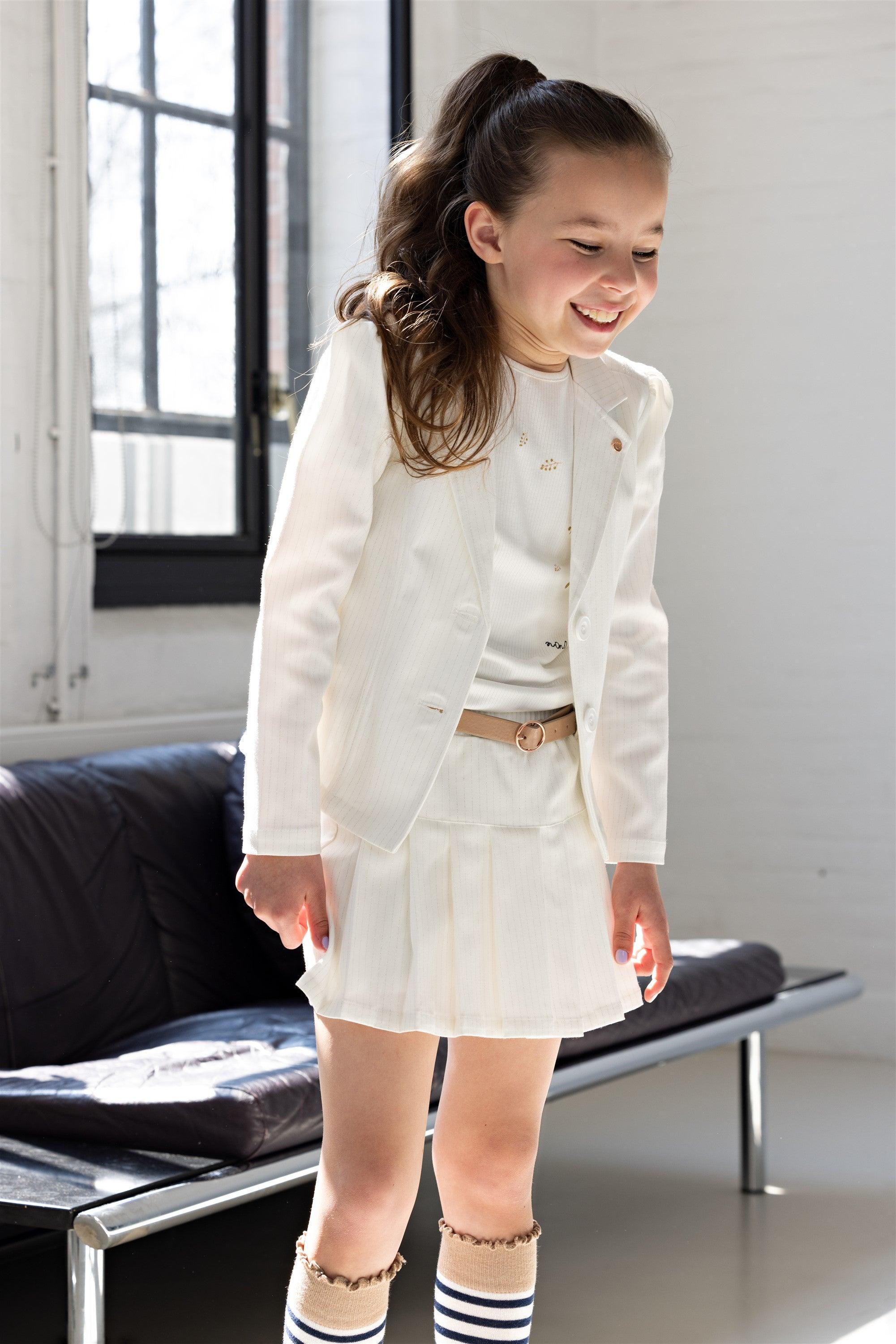 Dip Lurex Krijtstreep Blazer Wit - NoNo Kidswear