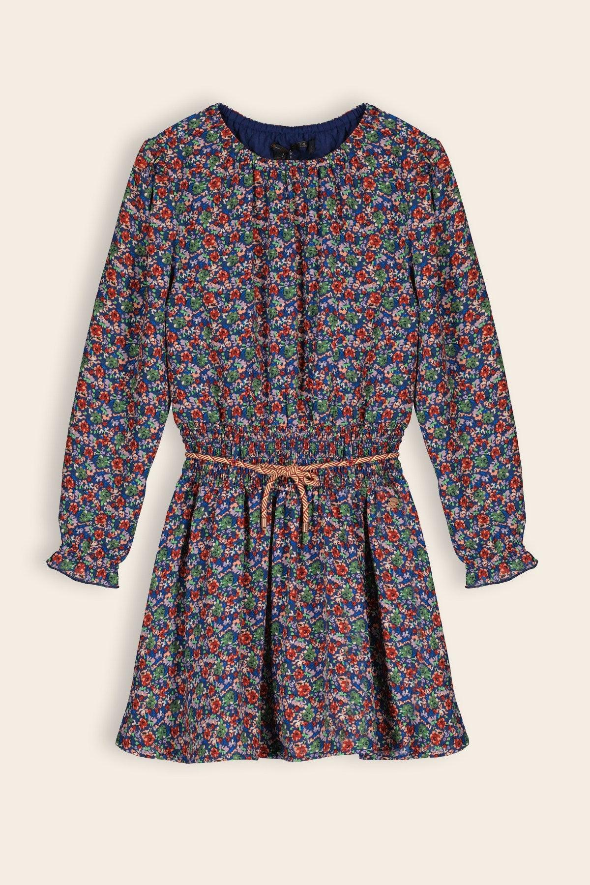 Manyu Gebloemde Geweven Jurk - NoNo Kidswear