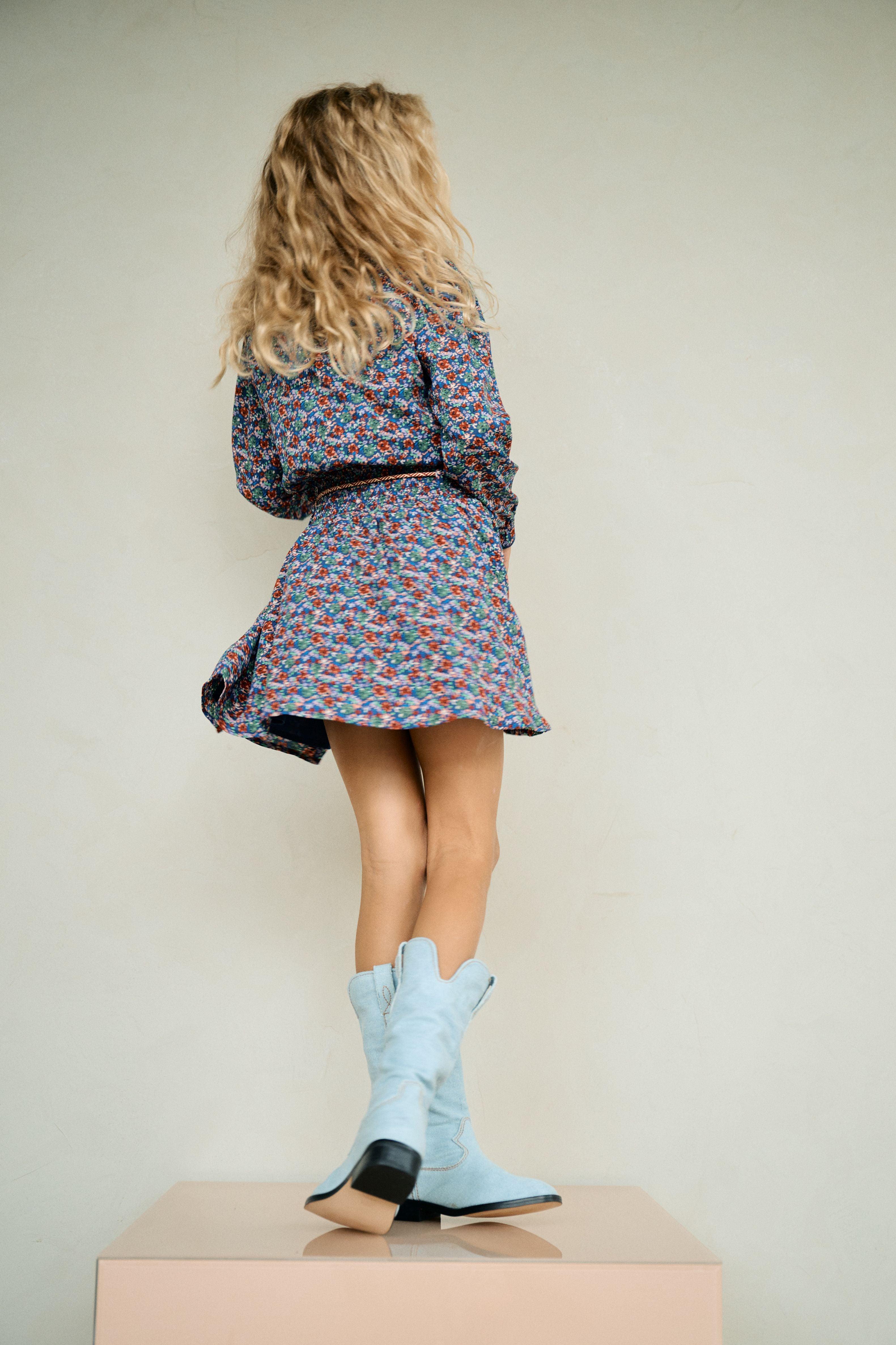 Manyu Gebloemde Geweven Jurk - NoNo Kidswear