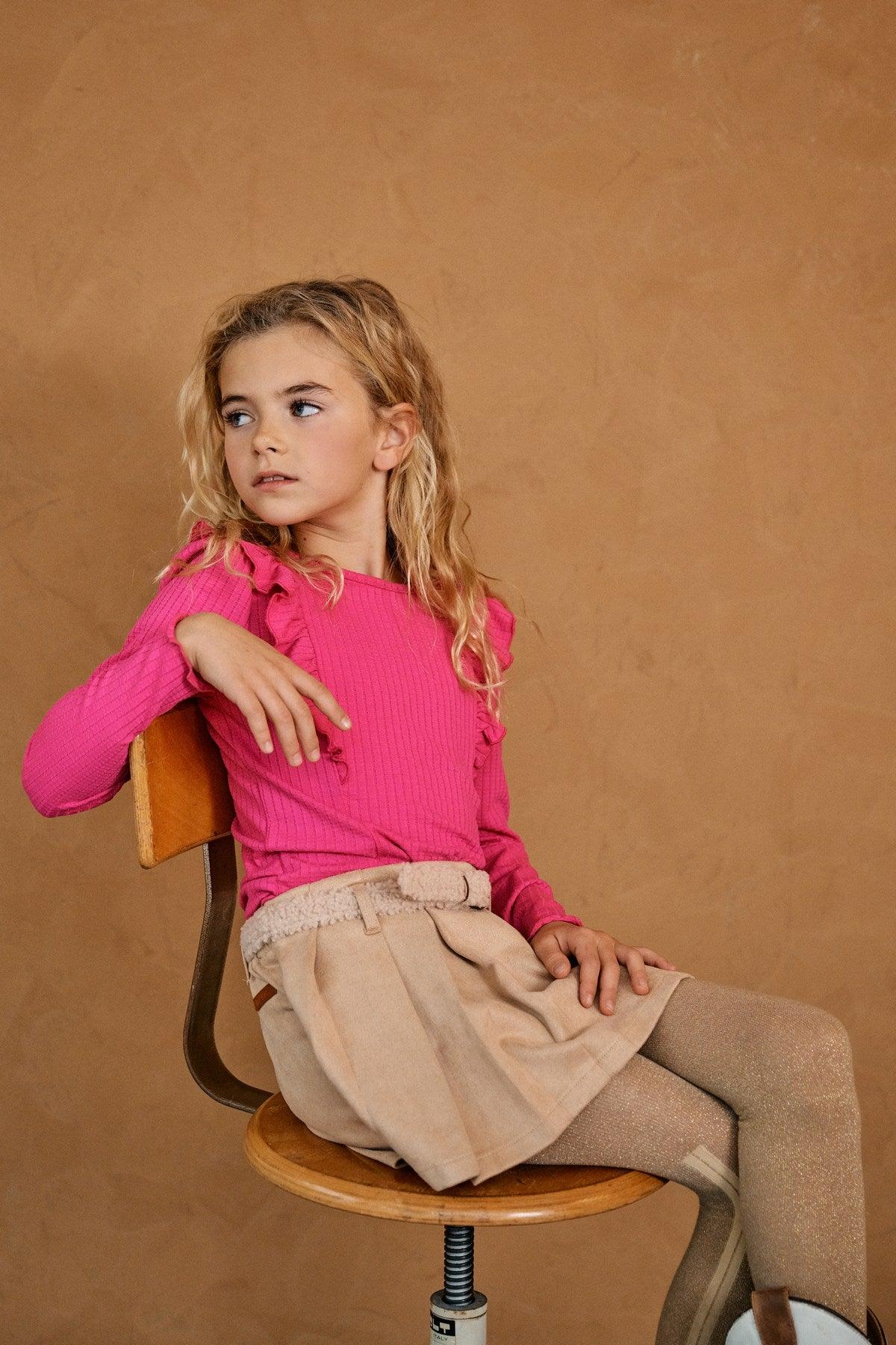 Nella Suede Geplooide Broekrok met Riem - NoNo Kidswear