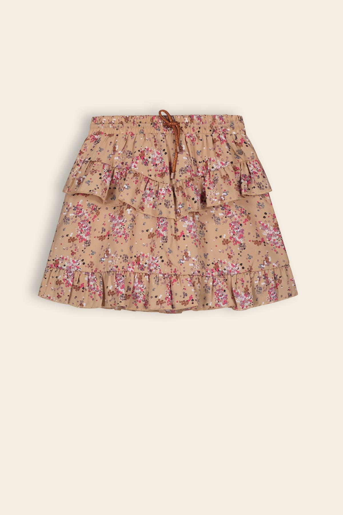 Neva Korte Rok met Bloemetjes en Ruches - NoNo Kidswear