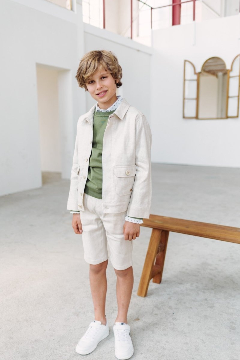 Oscar overhemd wit/groen -Blouses - Red+Blu