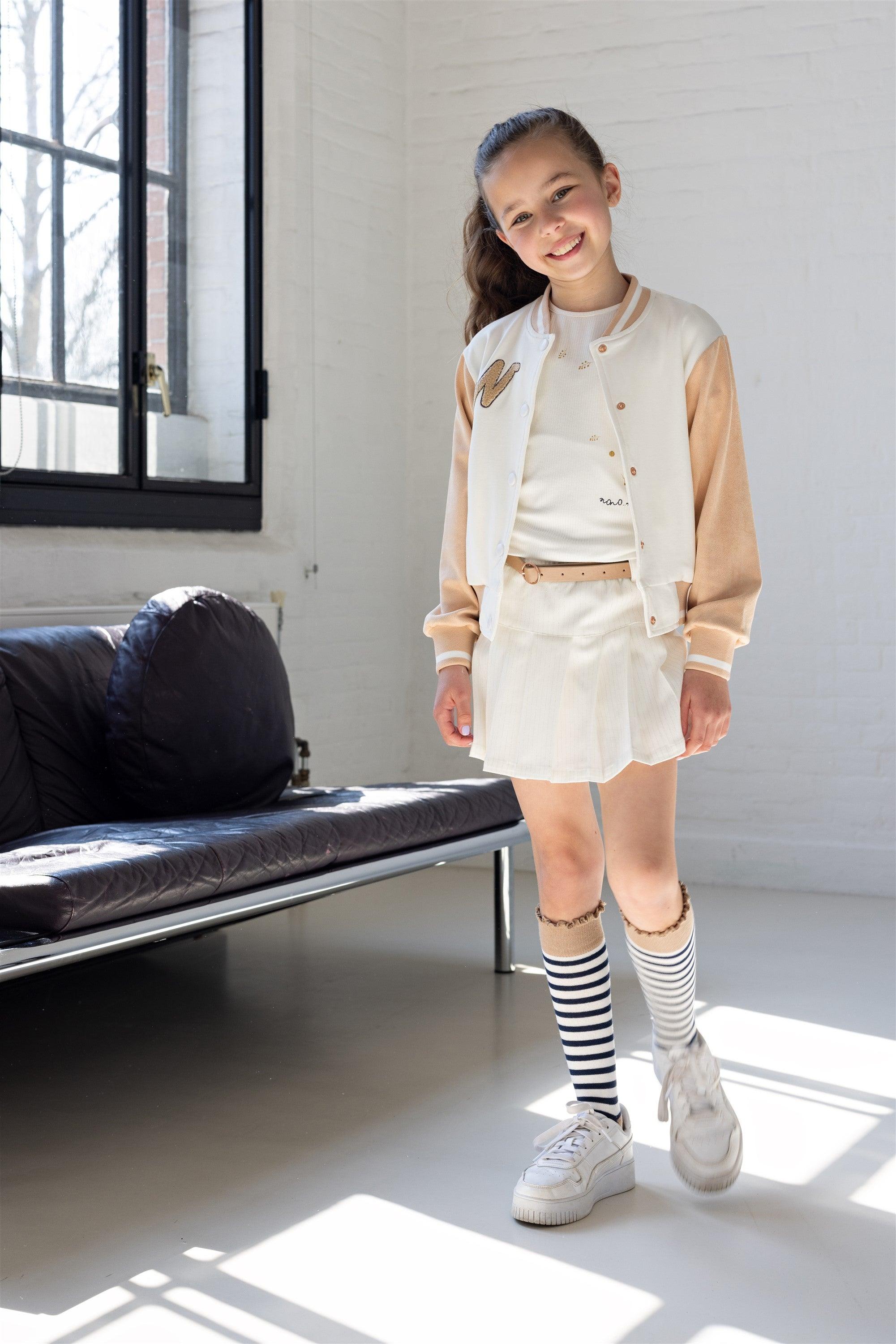 Senna Lurex Krijtstreep Skort met Riem - NoNo Kidswear